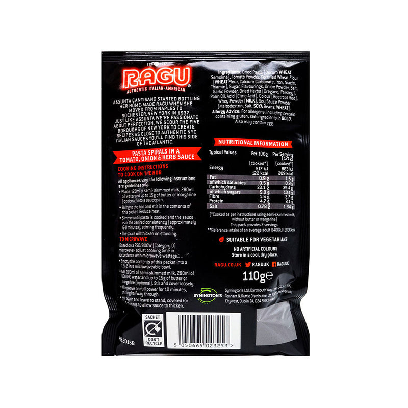RAGU Tomato Onion & Herb Pasta & Sauce 110g x 4Pack