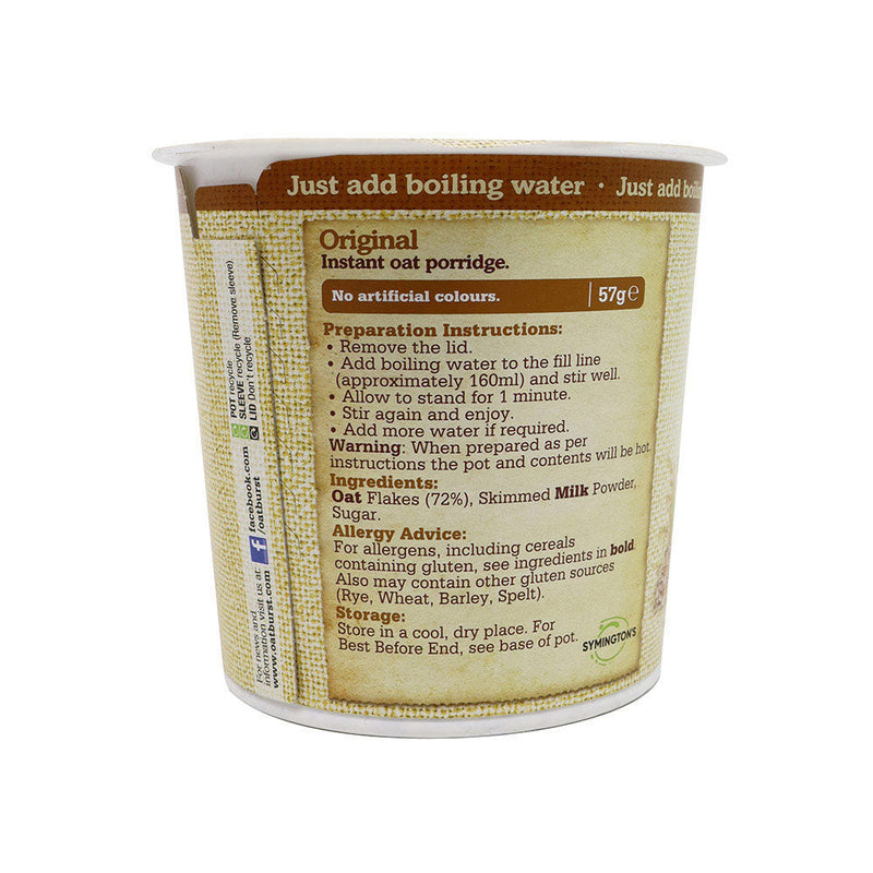Oatburst Instant Porridge Pot Original Oats 57g x 3Pack