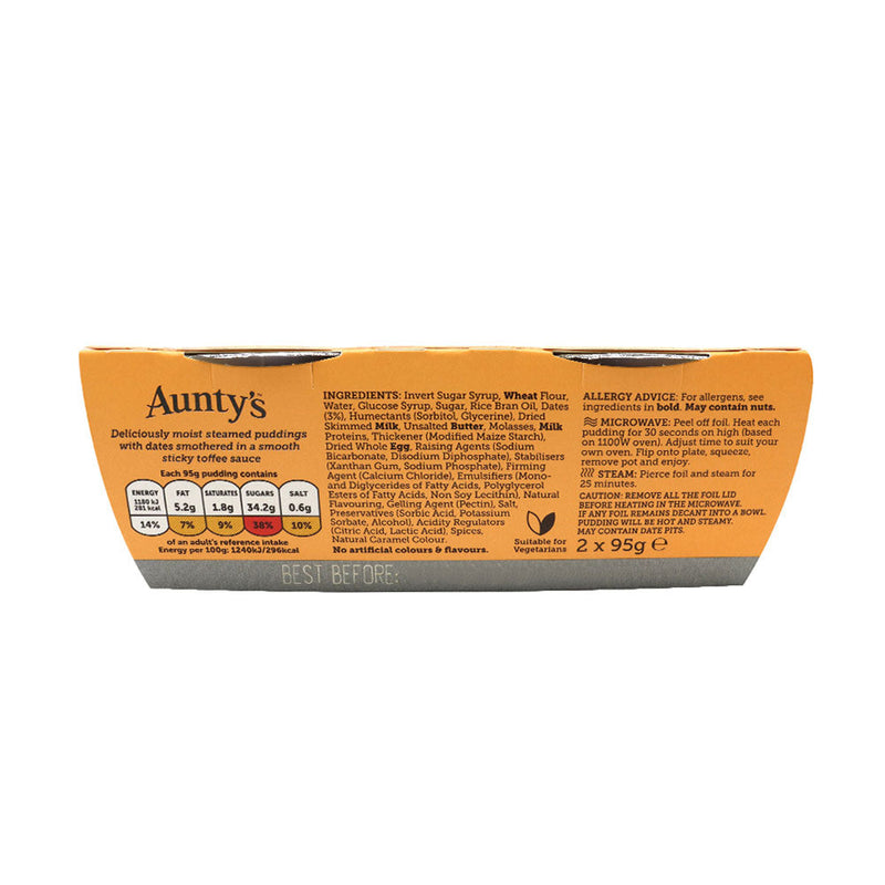 Auntys Sticky Toffee Puddings 2 Pack