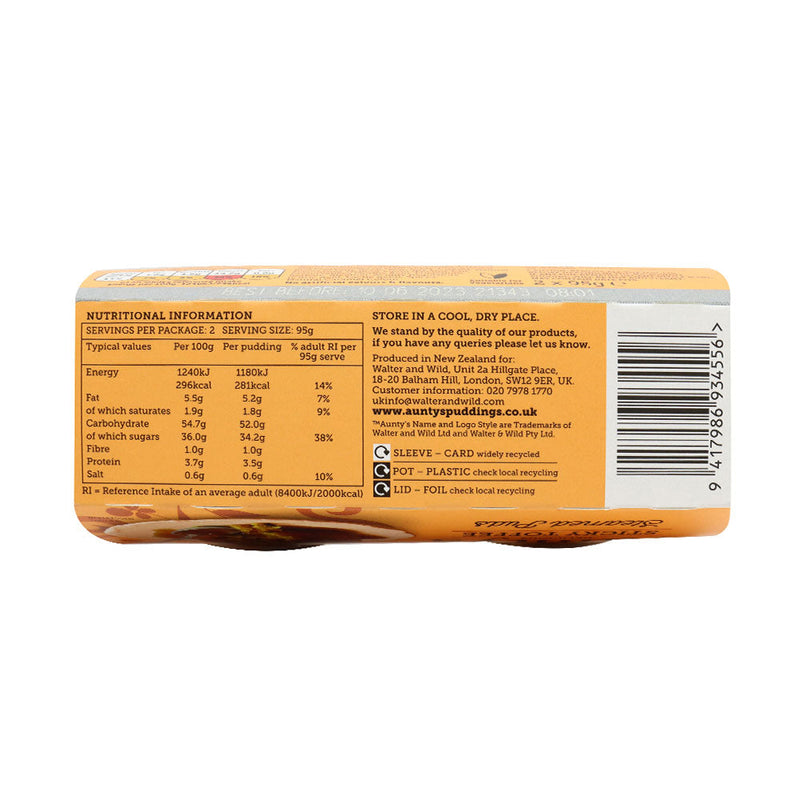 Auntys Sticky Toffee Puddings 2 Pack