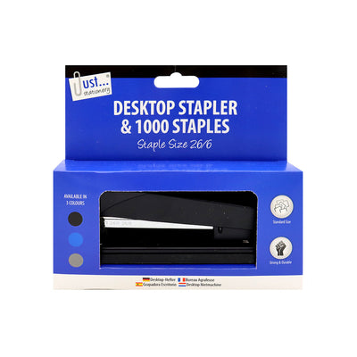 Large Desktop Stapler & 1000 Staples Colour Assorted