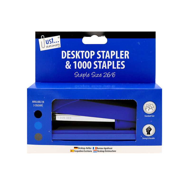Large Desktop Stapler & 1000 Staples Colour Assorted