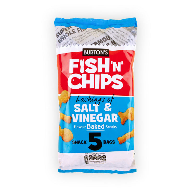 Burtons Fish and Chips Crisps Salt & Vinegar 75g x 3Pack