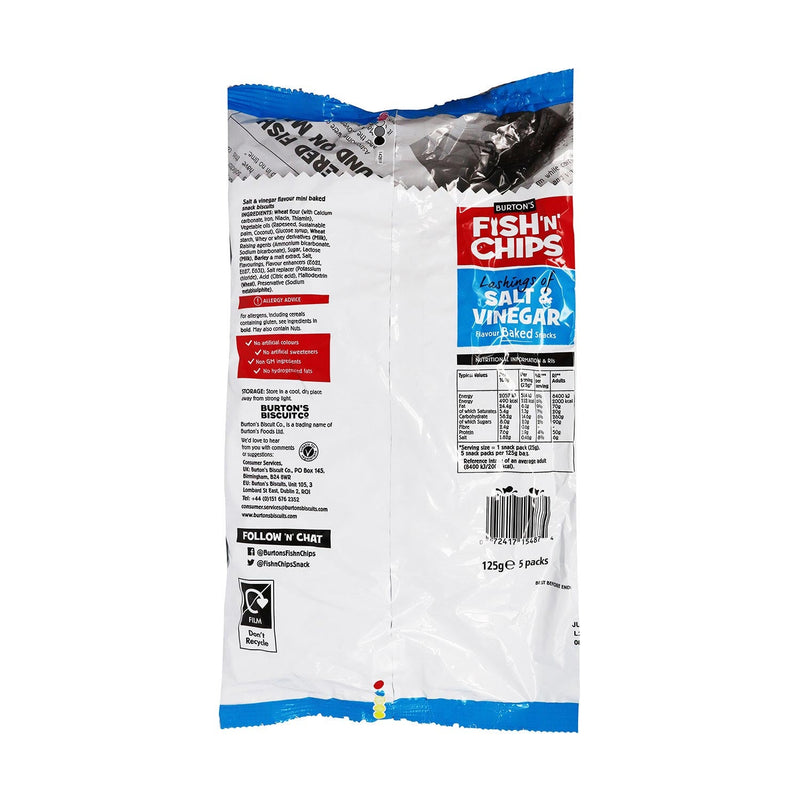 Burtons Fish and Chips Crisps Salt & Vinegar 75g x 3Pack