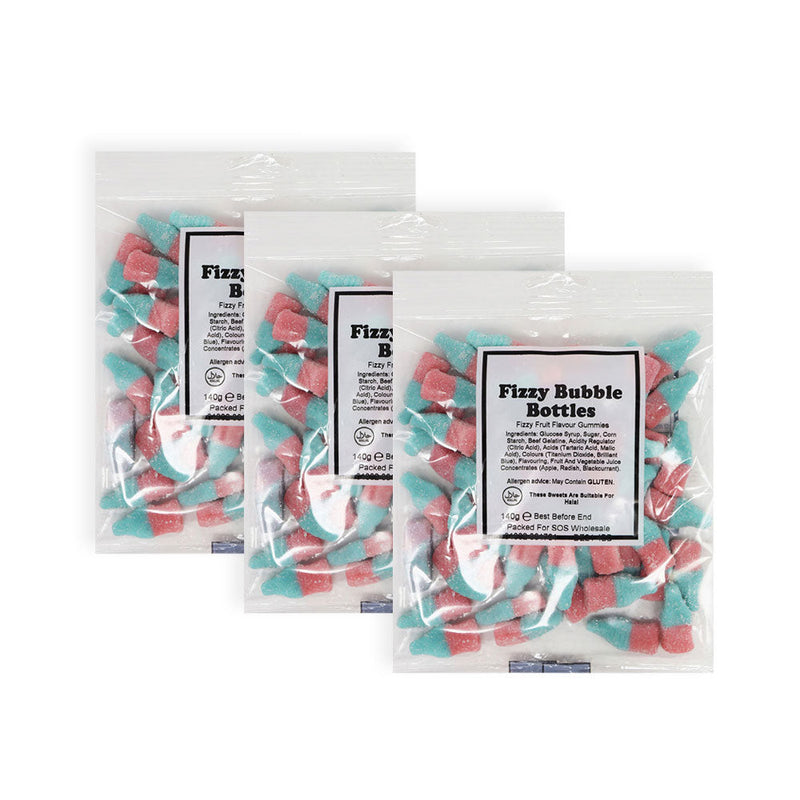 Fizzy Bubblegum Bottles 140g x 3Pack
