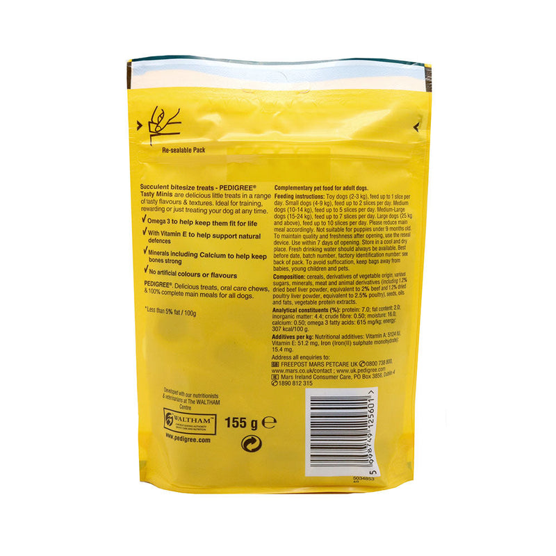 Pedigree Tasty Minis Chewy Slices Beef & Poultry 155g x 2Pack