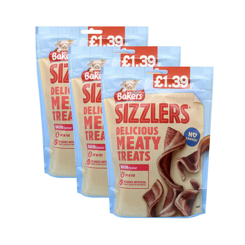 Bakers Sizzlers Dog Meaty Treats Bacon 90g x 3Pack