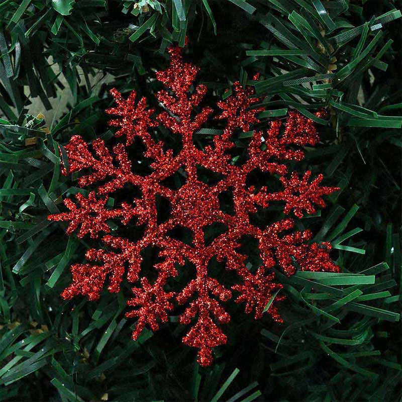 Snowflake Decoration Gold & Red 10PK