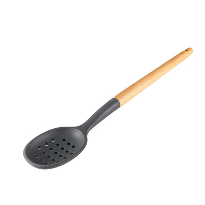 Silicone & Wood Strainer Spoon