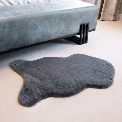 Faux Rabbit Fur Rug Pink&Grey&Charcoal&Cream