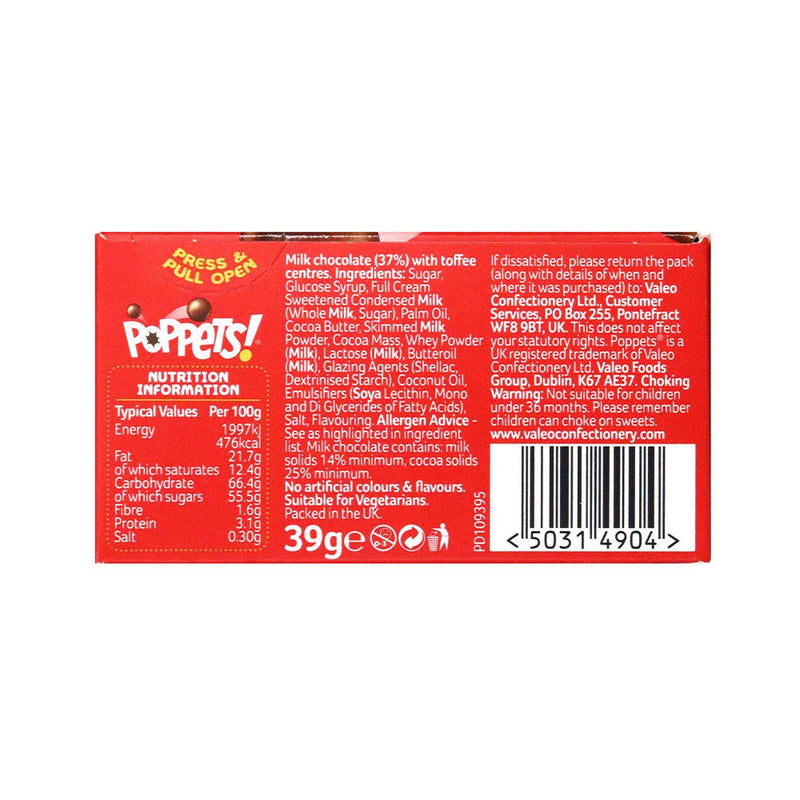 Poppets Chewy Toffee Chocolate 39g x 4Pack