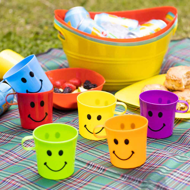 Coloured Smiley Plastic Cup 6PK