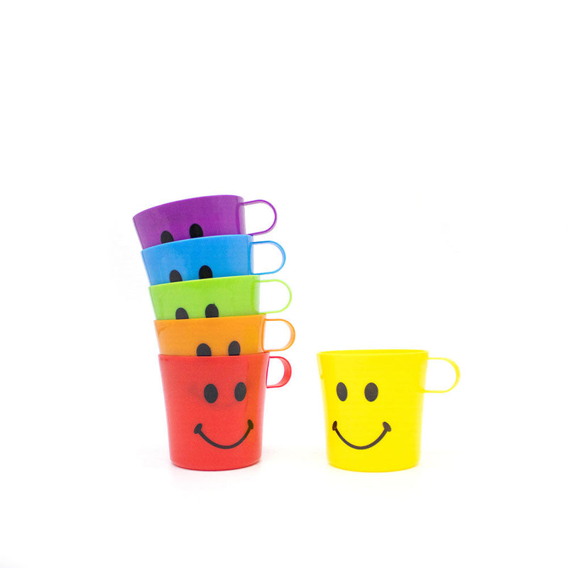 Coloured Smiley Plastic Cup 6PK