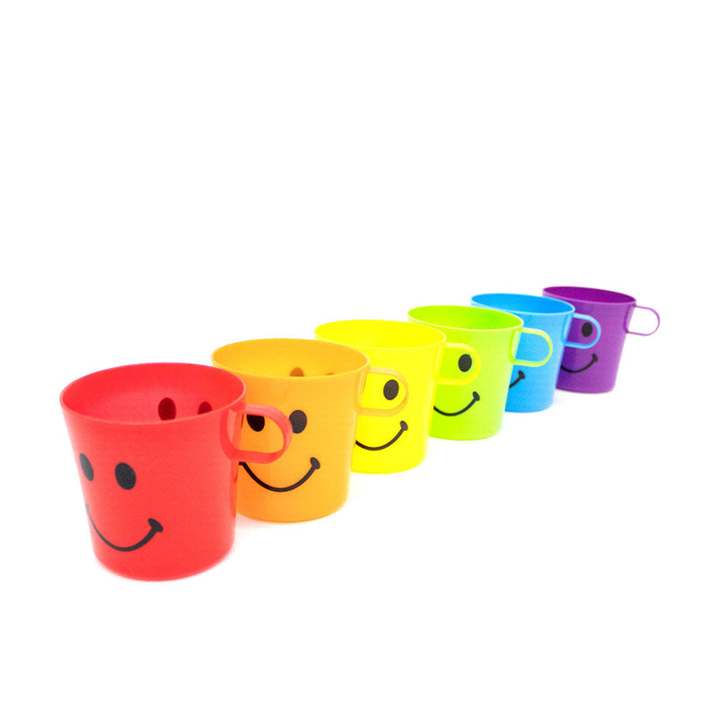 Coloured Smiley Plastic Cup 6PK