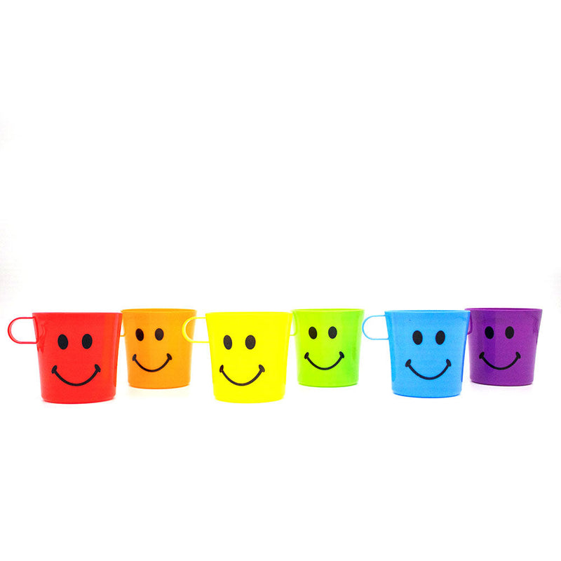 Coloured Smiley Plastic Cup 6PK
