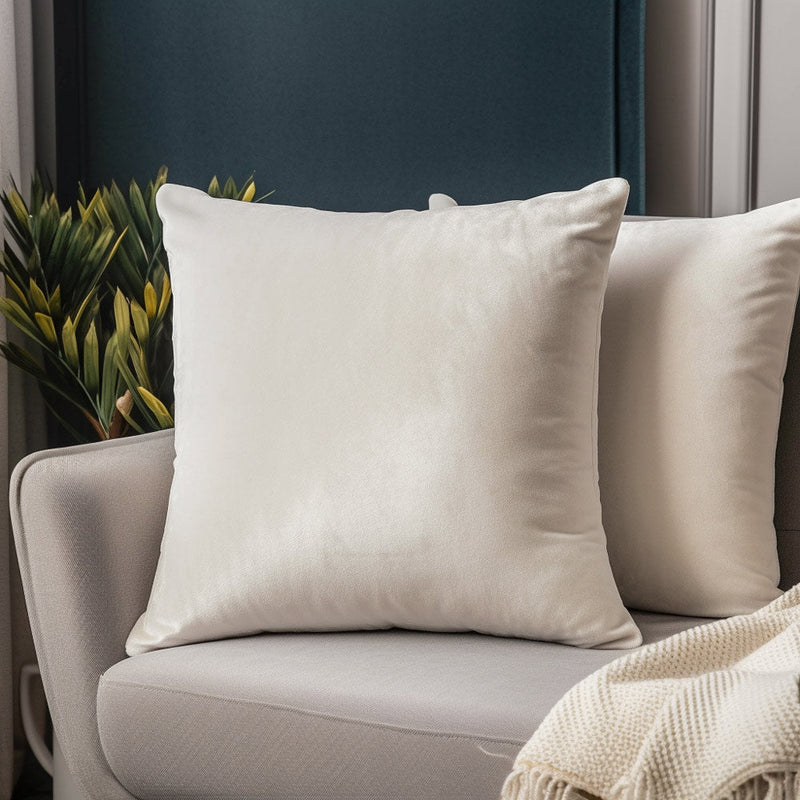 Velvet Square Cushion Cover White 45cmx45cm