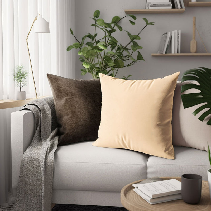 Velvet Square Cushion Cover Beige 45cmx45cm