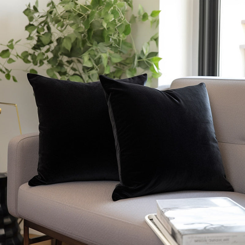 Velvet Square Cushion Cover Black 45cmx45cm